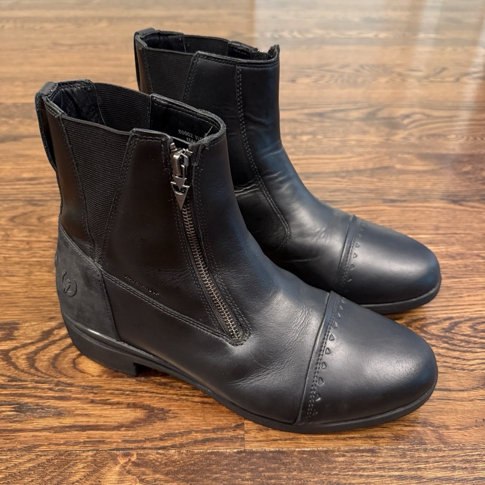 Kerrits Cascadia Waterproof Paddock Boots Sz 10 Black Leather Side Zip - Picture 2 of 7